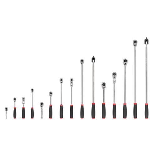 Main product image of 1/4, 3/8, 1/2" Drive Quick-Release Comfort Grip Ratchet and Breaker Bar Set (15-Piece)