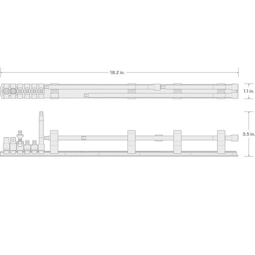 Main product image of 1/4" Drive Extension and Accessory Set with Rail (9 Pieces)