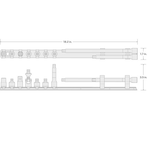 Main product image of 3/8" Drive Extension and Accessory Set with Rail (9 Pieces)