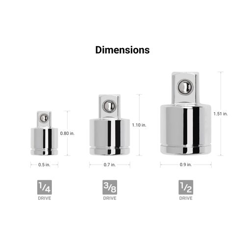 Main product image of 1/4, 3/8, 1/2" Drive Mini Extension Set (3-Piece)
