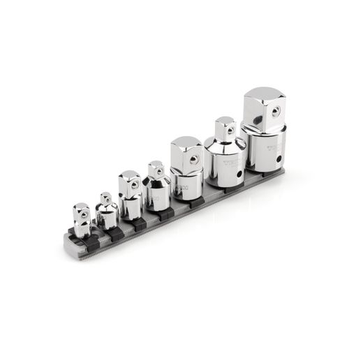 Main product image of 1/4", 3/8", 1/2", & 3/4" Drive Adapter/Reducer Set with Rail (7 Pieces)