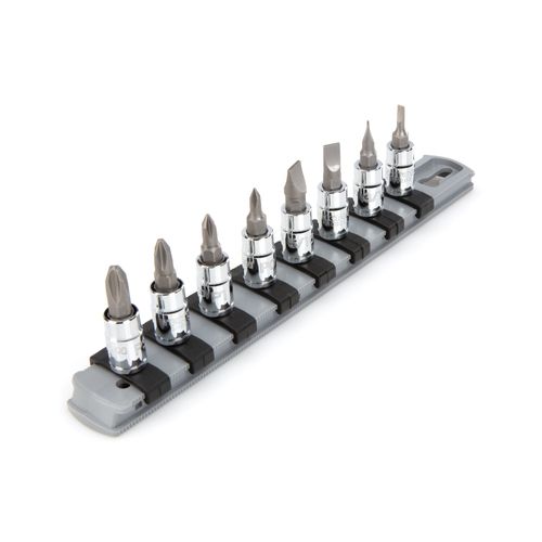 Main product image of 1/4" Drive Phillips/Slotted Bit Socket Set with Rail, 8-Piece (#0-#3, 1/8-5/16")