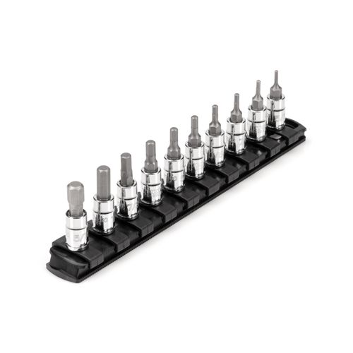 Main product image of 1/4 in Drive Hex Bit Socket Set with Rail, 10-Piece (5/64-5/16 in)