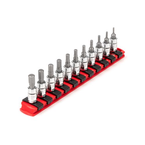 Main product image of 1/4 in Drive Hex Bit Socket Set with Rail, 11-Piece (2-8mm)