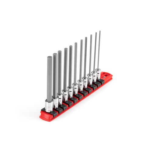 Main product image of 1/4" Drive Long Hex Bit Socket Set with Rail, 11 Pieces (2 - 8 mm)