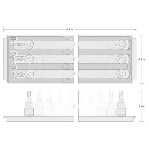 Main product image of 1/4" Drive Hex/Torx Bit Socket Set with Rails, 31-Piece (5/64-5/16", 2-8mm, T6-T30)