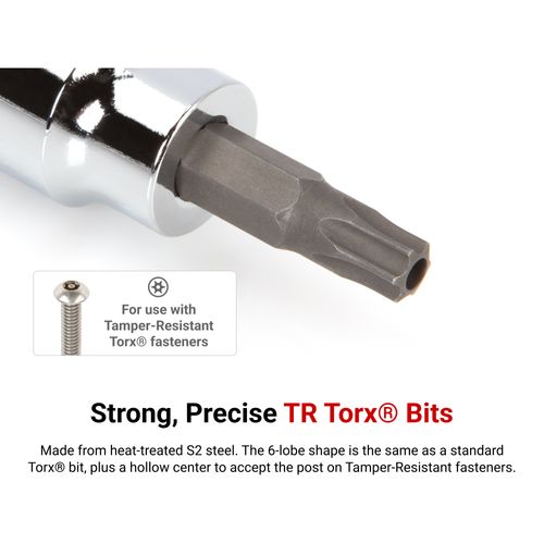 Main product image of 3/8" Drive Tamper-Resistant Torx Bit Socket Set with Rail, 12-Piece (TR10-TR60)