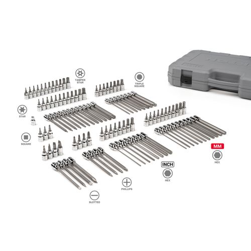 Main product image of 3/8" Drive Hex, Torx, TR Torx, Phillips, Slotted, Square, Triple Square Bit Socket Set (110-Piece)
