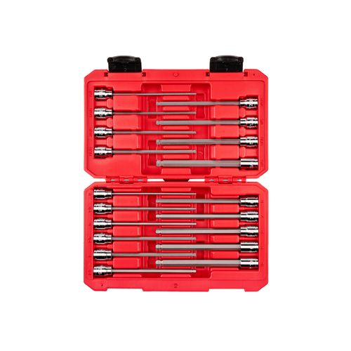 Main product image of 3/8" Drive Long Ball End Hex Bit Socket Set with Case, 19 Pieces (1/8" - 3/8", 3 - 10 mm)