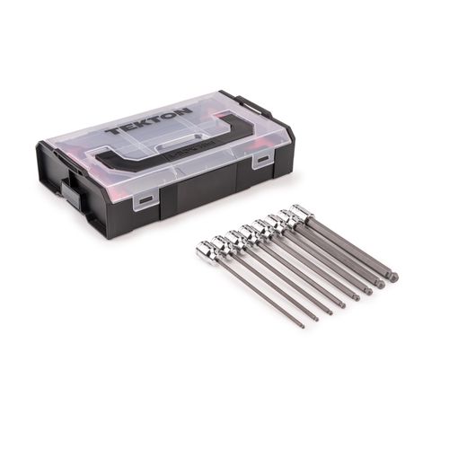 Main product image of 3/8" Drive Long Ball End Hex Bit Socket Set w/ Mini Stacking Tool Box, 8-Piece (1/8"- 3/8")