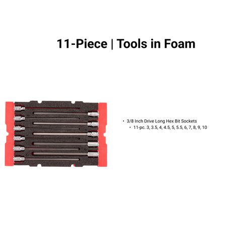 Main product image of 3/8" Drive Long Hex Bit Socket Set w/ Mini Stacking Tool Box, 11-Piece (3 - 10mm)