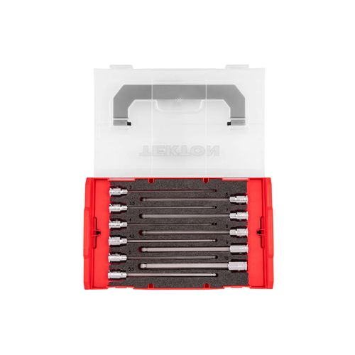 Main product image of 3/8" Drive Long Ball End Hex Bit Socket Set w/ Mini Stacking Tool Box, 11-Piece (3 - 10mm)