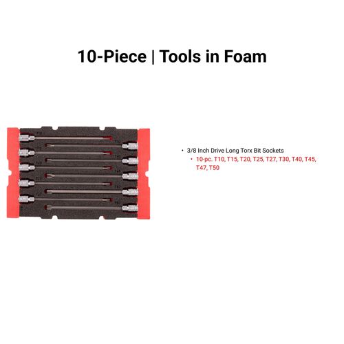 Main product image of 3/8" Drive Long Torx Bit Socket Set w/ Mini Stacking Tool Box, 10-Piece (T10 - T50)
