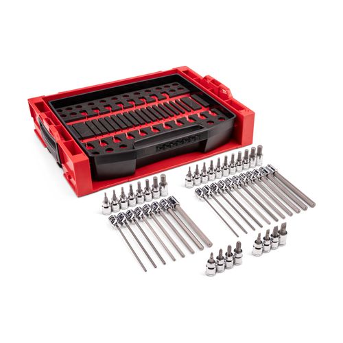 Main product image of 3/8" Drive Standard and Long Bit Socket Set w/ Open Top Drawer and Rack (46-Piece)
