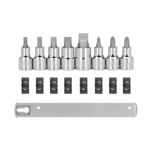 Main product image of 1/2" Drive Phillips/Slotted Bit Socket Set with Rail, 8-Piece (#2-#4, 1/4-5/8")