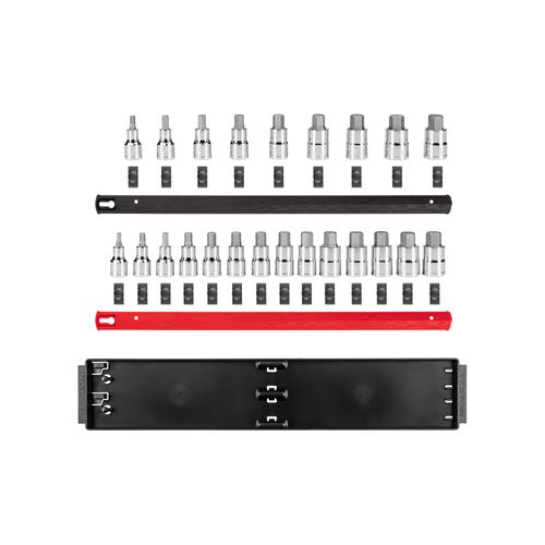 Main product image of 1/2" Drive Hex Bit Socket Set with Rails and Tray, 23-Piece (1/4-3/4", 6-19 mm)