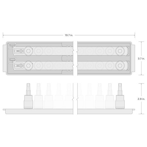 Main product image of 1/2" Drive Hex Bit Socket Set with Rails and Tray, 23-Piece (1/4-3/4", 6-19 mm)