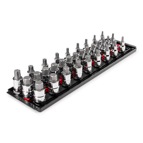 Main product image of 1/2" Drive Hex/Torx Bit Socket Set with Rails and Tray, 32-Piece (1/4-3/4", 6-19 mm, T30-T80)
