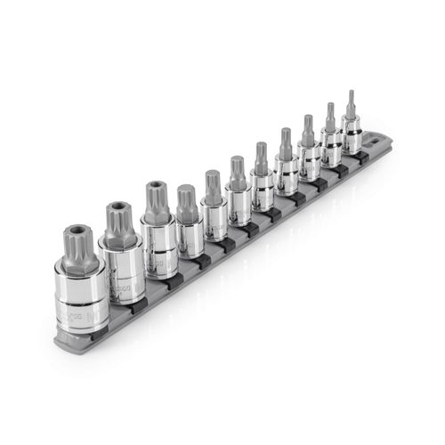 Main product image of 3/8" Drive Triple Square and 1/2" Drive TR Triple Square Bit Socket Set with Rail, 11-Piece (M4-M12, MT14-MT18)