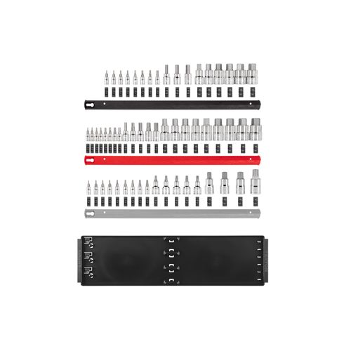 Main product image of 1/4", 3/8", 1/2" Drive Hex and Torx Bit Socket Set w/ Rails, 57-Piece (5/64"- 3/4", 2 - 19mm, T6 - T80)