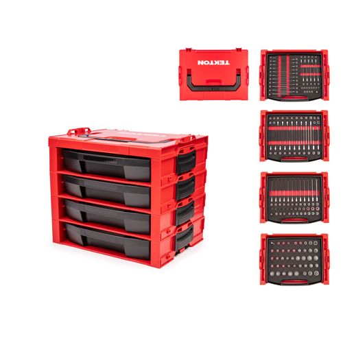 Main product image of 1/4", 3/8", 1/2" Drive Bit Socket Set in Modular Stacking Tool Box (213-Piece)