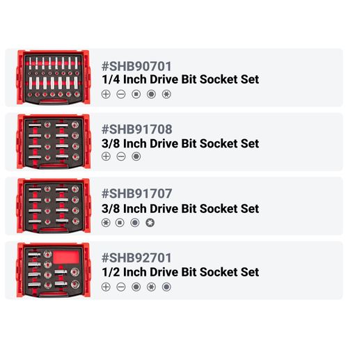Main product image of 1/4", 3/8", 1/2" Drive Bit Socket Set in Modular Stacking Tool Box (213-Piece)