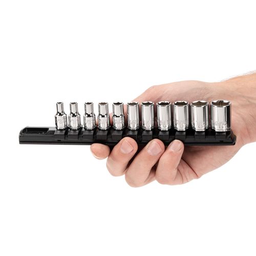 Main product image of 1/4" Drive 6-Point Socket Set with Rail, 11-Piece (5/32-9/16")