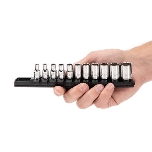 Main product image of 1/4" Drive 12-Point Socket Set with Rail, 11-Piece (5/32-9/16")