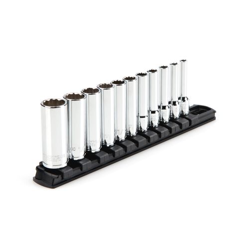 Main product image of 1/4" Drive Deep 12-Point Socket Set with Rail, 11-Piece (5/32-9/16")