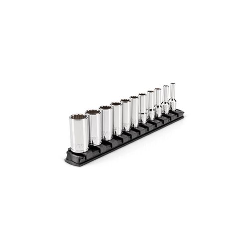 Main product image of 1/4" Drive Semi-Deep 12-Point Socket Set w/ Rail, 11-Piece (5/32"- 9/16")
