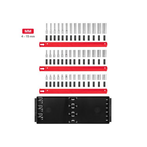 Main product image of 1/4" Drive Shallow, Semi-Deep, and Deep 6-Point Socket Set w/ Rails and Trays, 42-Piece (4 - 15mm)