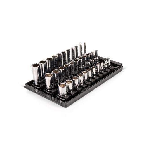 Main product image of 1/4" Drive Shallow, Semi-Deep, and Deep 6-Point Socket Set w/ Rails and Trays, 33-Piece (5/32"- 9/16")