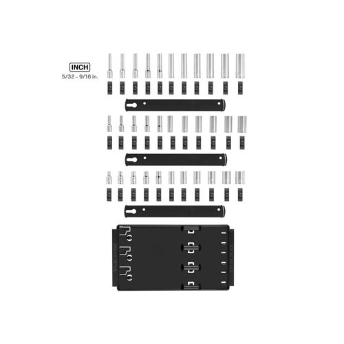 Main product image of 1/4" Drive Shallow, Semi-Deep, and Deep 12-Point Socket Set w/ Rails and Trays, 33-Piece (5/32"- 9/16")