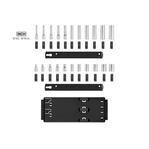 Main product image of 1/4" Drive 12-Point Socket Set with Rails, 22-Piece (5/32-9/16")