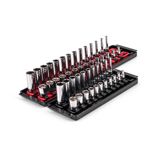 Main product image of 1/4" Drive 6-Point Socket Set with Rails, 50-Piece (5/32-9/16", 4-15mm)
