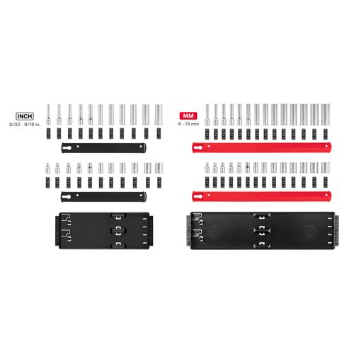 Main product image of 1/4" Drive 6-Point Socket Set with Rails, 50-Piece (5/32-9/16", 4-15mm)