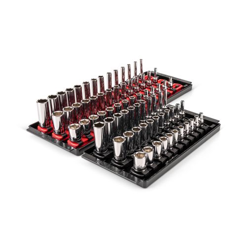 Main product image of 1/4" Drive Shallow, Semi-Deep, and Deep 6-Point Socket Set w/ Rails and Trays, 75-Piece (5/32"- 9/16", 4 - 15mm)