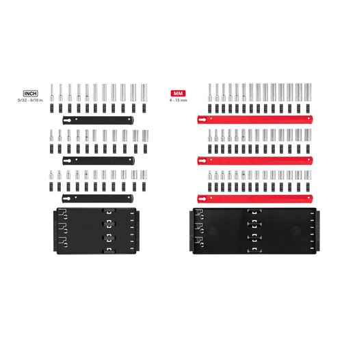 Main product image of 1/4" Drive Shallow, Semi-Deep, and Deep 6-Point Socket Set w/ Rails and Trays, 75-Piece (5/32"- 9/16", 4 - 15mm)