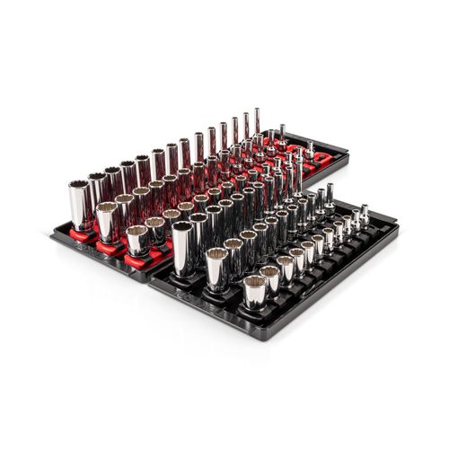 Main product image of 1/4" Drive Shallow, Semi-Deep, and Deep 12-Point Socket Set w/ Rails and Trays, 75-Piece (5/32"- 9/16", 4 - 15mm)