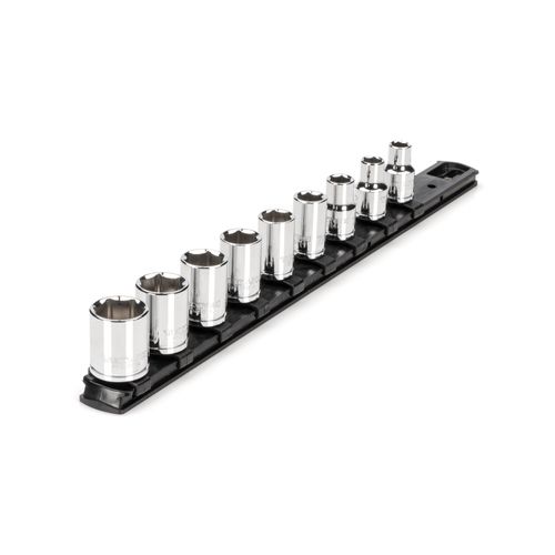 Main product image of 3/8" Drive 6-Point Socket Set with Rail, 9-Piece (5/16-3/4")