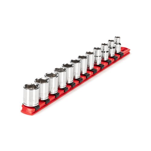 Main product image of 3/8" Drive 6-Point Socket Set with Rail, 12-Piece (8-19mm)