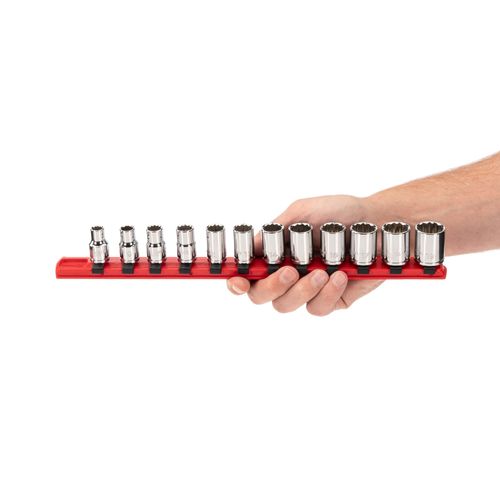Main product image of 3/8" Drive 12-Point Socket Set with Rail, 12-Piece (8-19mm)