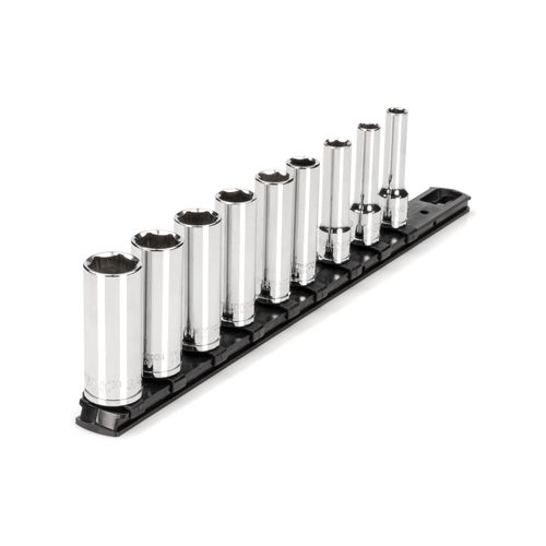 Main product image of 3/8" Drive Deep 6-Point Socket Set with Rail, 9-Piece (5/16-3/4")