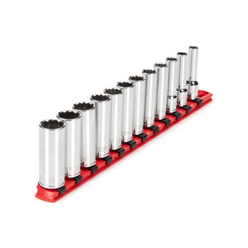 Main product image of 3/8" Drive Deep 12-Point Socket Set with Rail, 12-Piece (8-19mm)