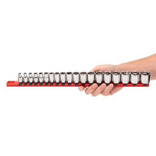 Main product image of 3/8" Drive 6-Point Socket Set with Rail, 19-Piece (6-24mm)
