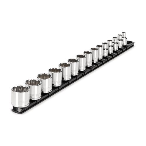 Main product image of 3/8" Drive 12-Point Socket Set with Rail, 15-Piece (1/4-1")