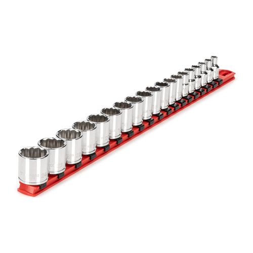 Main product image of 3/8" Drive 12-Point Socket Set with Rail, 19-Piece (6-24mm)