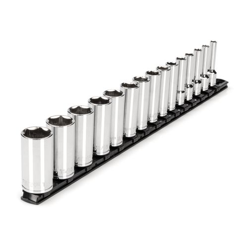Main product image of 3/8" Drive Deep 6-Point Socket Set with Rail, 15-Piece (1/4-1")
