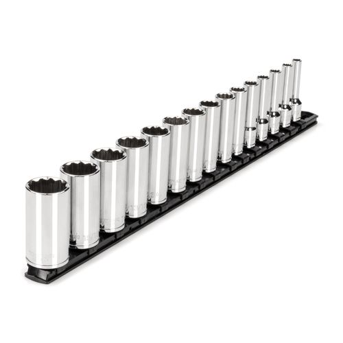 Main product image of 3/8" Drive Deep 12-Point Socket Set with Rail, 15-Piece (1/4-1")