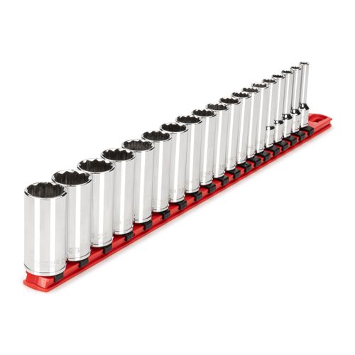 Main product image of 3/8" Drive Deep 12-Point Socket Set with Rail, 19-Piece (6-24mm)
